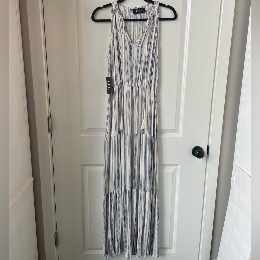 Boho Blue And White Maxi Dress
